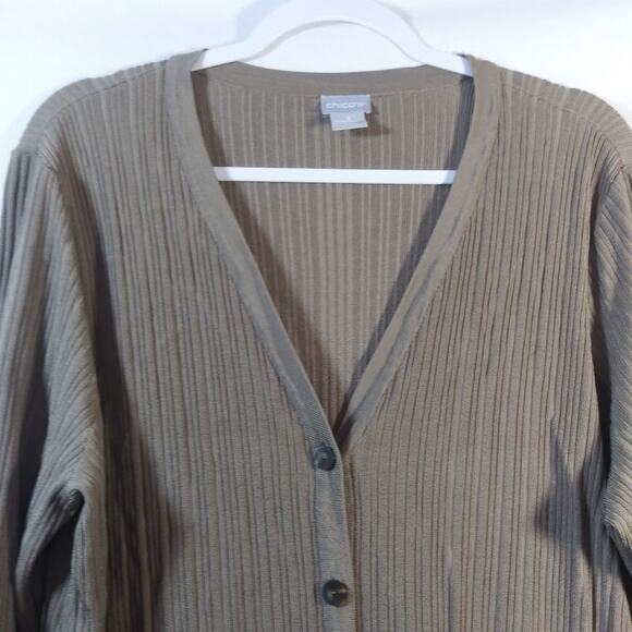 Chico's Flat-Back Ribbed Cardigan Tan Casual Office Size XL - Picture 4 of 12